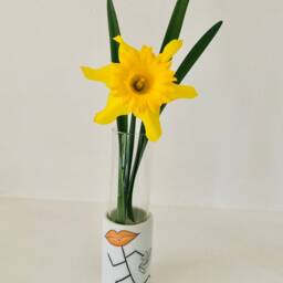 A Candlestick & Vase, Two-In-One, Hand-Painted in Porcelain Glass - thumbnail 2