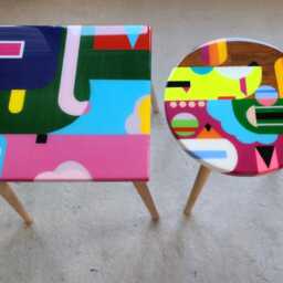 Handmade Abstract Epoxy Resin Coffee Tables, Colorful Accent Set - thumbnail 3