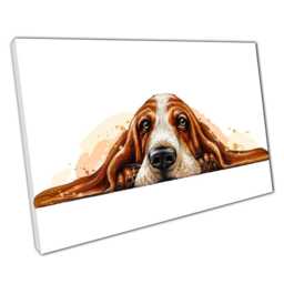 Sleepy Basset Hound Watercolor Canvas Charming Dog Breed Art For Home & Office Decor - thumbnail 1
