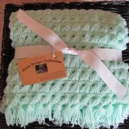 Crochet Baby Blanket ~ Pale Green - thumbnail 2