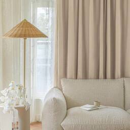 A Pair Of Beige Velvet Curtains With Decorative Lace Trim , Living Room Curtains, Velvet Drapery Panels, Bedroom Custom Made - thumbnail 4
