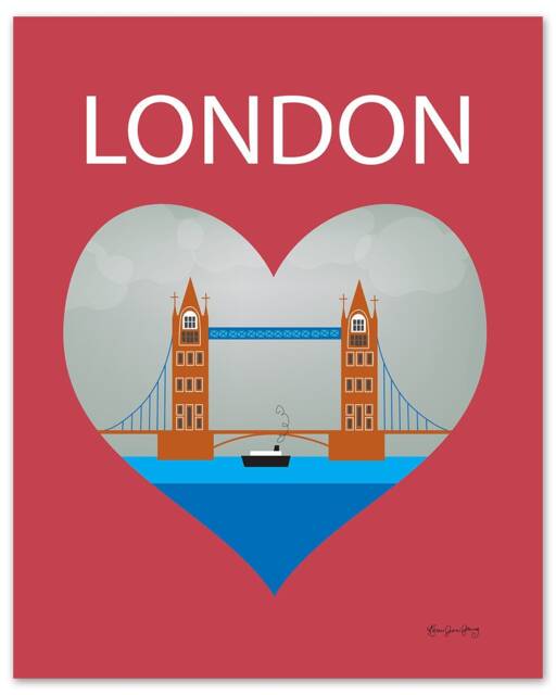 London Skyline Art Print, Map, Decor, England UK Art, British Baby Wall Decor, Underground Style E8-O-Lon2 - image 1