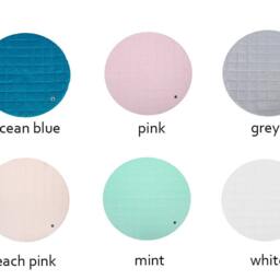 Blue Velvet Baby Play Mat, Soft Round Nursery Rug For & Toddler - thumbnail 4