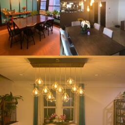 xl Unique Lamps Wood Chandelier - Kitchen Island Lighting Custom Sizes & Finishes Led Reclaimed Or New - thumbnail 2