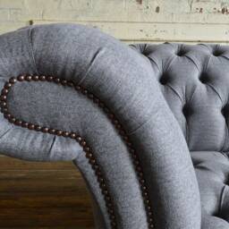 Handmade 3 Seater Iron Grey Herringbone Wool Chesterfield Sofa - Other Colours Available + - thumbnail 2