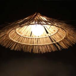 Rattan Straw Hat Pendant Light - Rustic Farmhouse Lighting - thumbnail 3