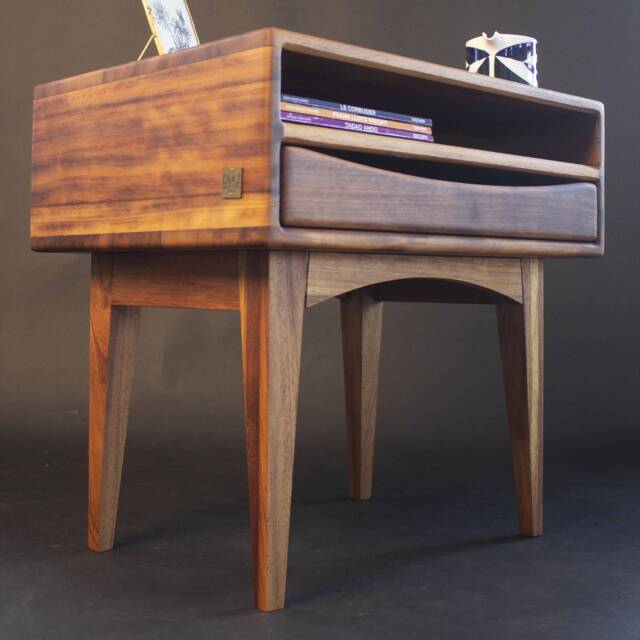 Set Of 2 Bedside Tables, Pair Of Nightstands Fabricated in American Walnut, Drawer Table, Nightstands Organizer - image 1