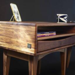 Set Of 2 Bedside Tables, Pair Of Nightstands Fabricated in American Walnut, Drawer Table, Nightstands Organizer - thumbnail 3