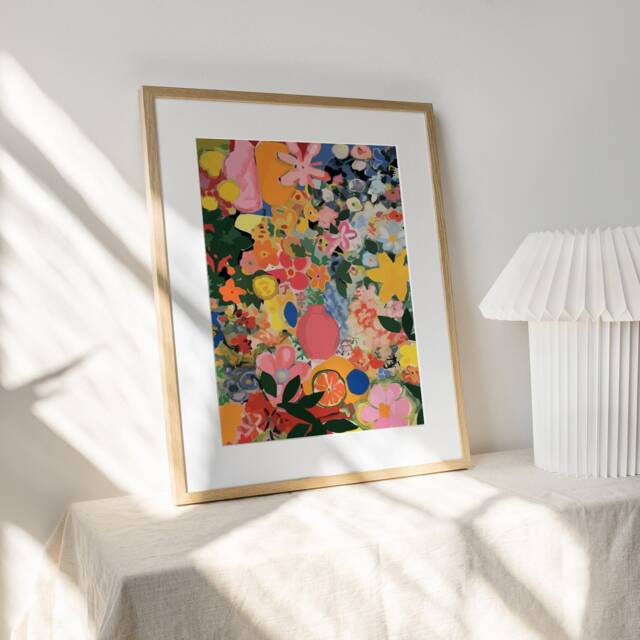 Floral Art Print - Abstract Flowers Illustration Poster - image 1