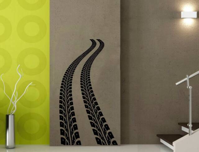 Car Road Trace Wall Decal Automotive Garage Sticker Bedroom Headboard Decor Boys' Room Housewares Tire Tracks Print Bedhead Poster - 10Nvb - image 1