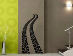 Car Road Trace Wall Decal Automotive Garage Sticker Bedroom Headboard Decor Boys' Room Housewares Tire Tracks Print Bedhead Poster - 10Nvb - thumbnail 1