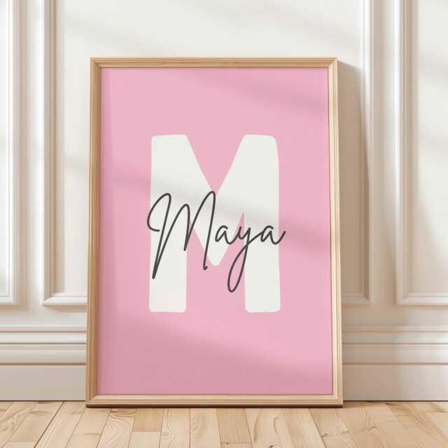 Custom Girls Name Initial Print, Colour Personalised Kids Girly Bedroom, Teengirls Bedroom Birthday Gift - image 1