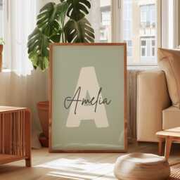 Custom Girls Name Initial Print, Colour Personalised Kids Girly Bedroom, Teengirls Bedroom Birthday Gift - thumbnail 2