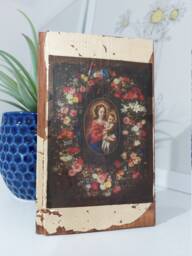 Madonna & Child Floral Garland Wood Art Jan Brueghel Baroque Painting - thumbnail 1