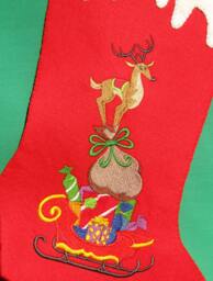 Sled Christmas Stocking/ Felt Reindeer Personalized Stocking - thumbnail 1