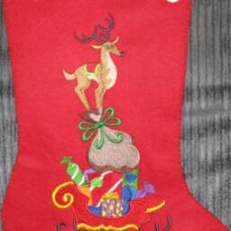 Sled Christmas Stocking/ Felt Reindeer Personalized Stocking - thumbnail 4