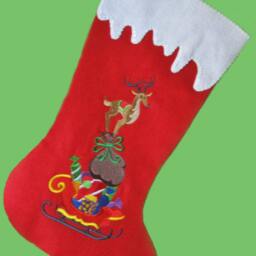Sled Christmas Stocking/ Felt Reindeer Personalized Stocking - thumbnail 2