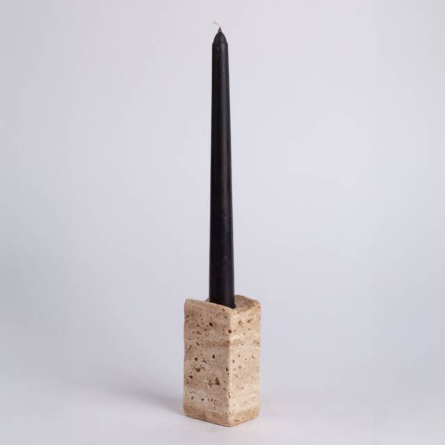 Natural Beige Travertine Candlestick Holder - image 1