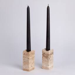 Natural Beige Travertine Candlestick Holder - thumbnail 3