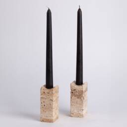 Natural Beige Travertine Candlestick Holder - thumbnail 2