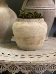 Rustic Pot - Terracotta Style Round Ceramic Planter Beige Stone Sand Open Rim Mediterranean Plant Bulb