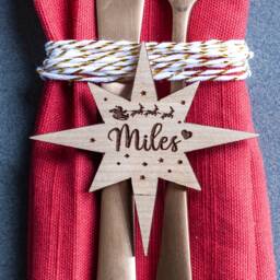 Personalised Northern Star Christmas Place Setting Engraved Wood Ornament