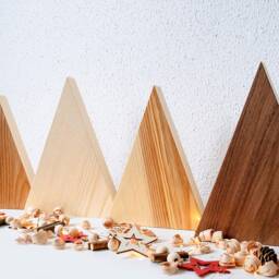 Wood Christmas Tree, Set Of 4 Rustic Decor Wooden Farmhouse Mini Tree - thumbnail 3