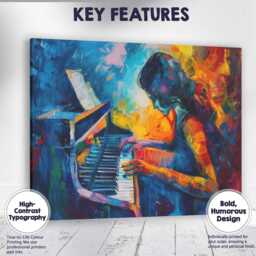 Colourful Expressionist Woman Playing Grand Piano Canvas Wall Art Print Decor Picture Ready To Hang - thumbnail 1