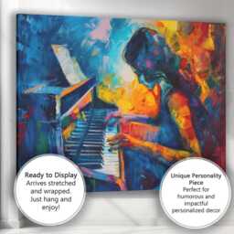 Colourful Expressionist Woman Playing Grand Piano Canvas Wall Art Print Decor Picture Ready To Hang - thumbnail 3