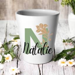 Personalised Green Name & Initial Plant Pot/Succulent Cactus Flower Custom Design Birthday New Home Gift - thumbnail 2