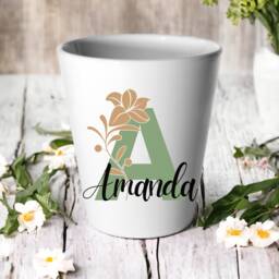 Personalised Green Name & Initial Plant Pot/Succulent Cactus Flower Custom Design Birthday New Home Gift