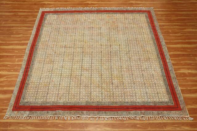 Handmade Bronze Cotton Area Rug Bohemian Indian Rug, Block Printed - image 1