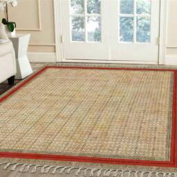 Handmade Bronze Cotton Area Rug Bohemian Indian Rug, Block Printed - thumbnail 2