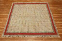 Handmade Bronze Cotton Area Rug Bohemian Indian Rug, Block Printed - thumbnail 1