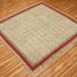 Handmade Bronze Cotton Area Rug Bohemian Indian Rug, Block Printed - thumbnail 3
