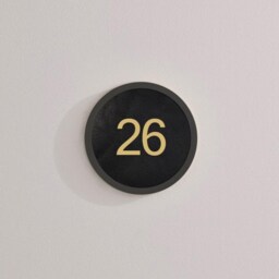 Personalized Brass & Veg-Tanned Leather Door Plaque, Black Bedroom Sign - thumbnail 2