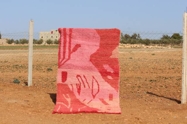 Handmade Boujad Wool Rug Abstract Berber Moroccan Carpet - image 1
