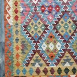 Multicolour Kilim Rug, Handmade Artisan Afghan Turkish Persian Navajo Scandinavian Bohemian Flatweave Natural Wool Rug 152x98 cm - thumbnail 2