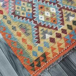 Multicolour Kilim Rug, Handmade Artisan Afghan Turkish Persian Navajo Scandinavian Bohemian Flatweave Natural Wool Rug 152x98 cm - thumbnail 3
