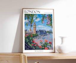 London Travel Poster Big Ben & Tower Bridge Art Print - thumbnail 1