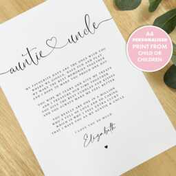 Personalised Auntie & Uncle Unframed Poem A4 Print, & Gift, Gift From Niece Nephew, Christmas - thumbnail 1