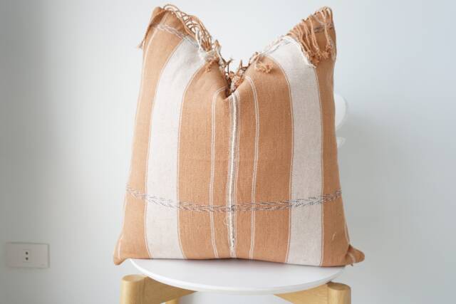 Brown Tribal Hemp Hand Woven Natural Dye Color Hmong Lumbar Pillow Cover - image 1