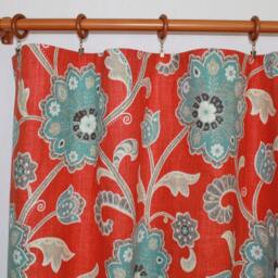 "Pair 25 Or 50"" Wide Braemore Ankara Blue Black Curtain Panels Drapes Cafe Floral Curtains 24 48 63 72 84 96 108 120" - thumbnail 3