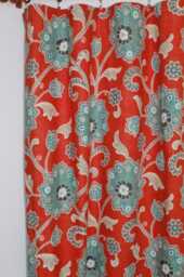 "Pair 25 Or 50"" Wide Braemore Ankara Blue Black Curtain Panels Drapes Cafe Floral Curtains 24 48 63 72 84 96 108 120" - thumbnail 1