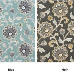 "Pair 25 Or 50"" Wide Braemore Ankara Blue Black Curtain Panels Drapes Cafe Floral Curtains 24 48 63 72 84 96 108 120" - thumbnail 2