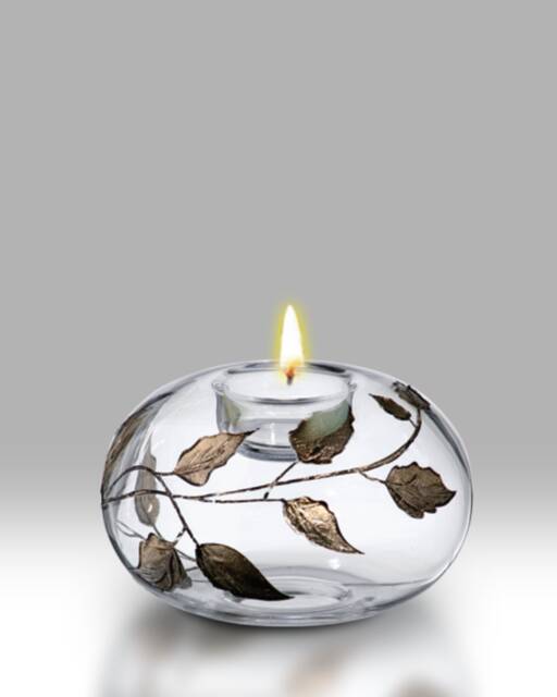 Gold Leaf - 13cm Tea Light Holder By Nobile Glassware - image 1