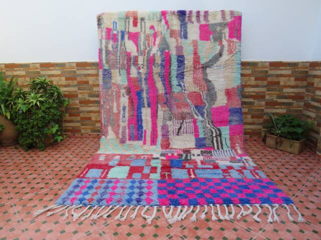 Moroccan Rug - Wool Beni Ourain Berber Rug-Beniouraincarpet-Colorful Rug-Pink Rug-Rainbow Rug-Morokko Teppish-Azilal Rug-Custom Rug - image 1
