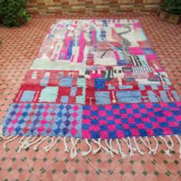 Moroccan Rug - Wool Beni Ourain Berber Rug-Beniouraincarpet-Colorful Rug-Pink Rug-Rainbow Rug-Morokko Teppish-Azilal Rug-Custom Rug - thumbnail 3