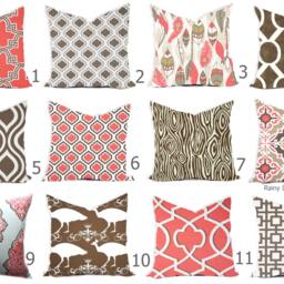 Pillows Cover Custom - Coral Salmon Brown Chocolate White All Sizes 18x18, 16x16 Throw Accent Toss Modern Abstract Print - thumbnail 2