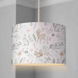 Lampshade - Nursery Ceiling Sketch Woodland Lampshade Or Table Lampshade Childrens Room Round Lampshade, Woodland Decor - thumbnail 1